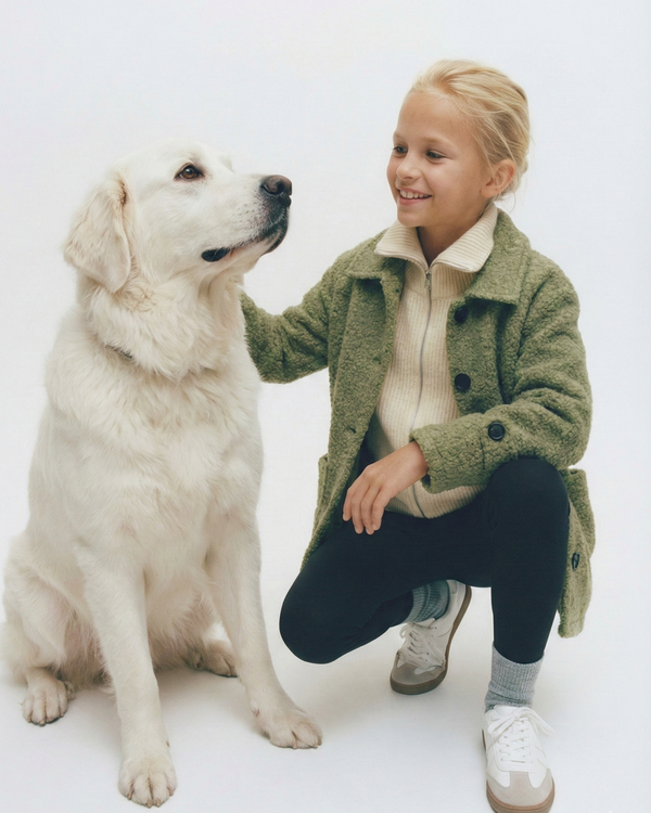 Kız ve Erkek Çocuk Kaşe Mont | Cepli ve Düğmeli | 9–15 Yaş | RG Brand | RG3319