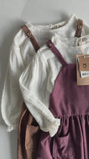 Kız Çocuk Kadife Salopet Elbise – Çift Cepli, Kışlık Günlük Tulum Elbise | RG1728