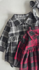 فستان حطاب بأزرار للأطفال وعصابة رأس