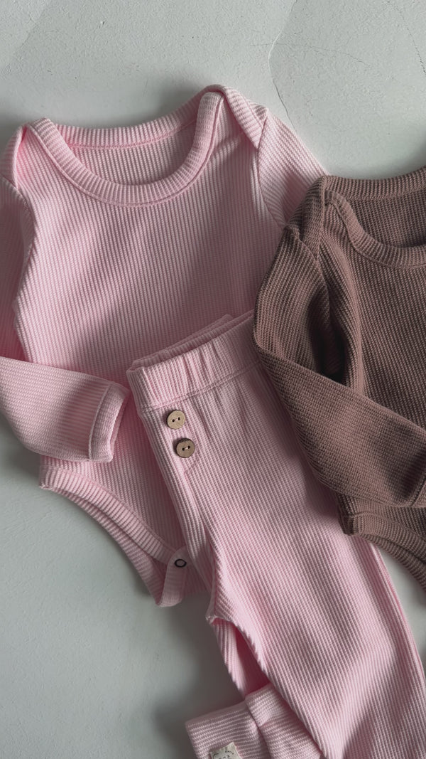 Baby Girl and Boy Natural Waffle Two-Piece Set | 6 Months – 3/4 Years | Soft Textured Baby Set | RG255