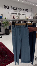 Genç Kot Pantolon | Lastikli Bel Bağcıklı | Kargo Cepli | 9–15 Yaş | Kız & Erkek | Mavi, Lacivert | RG3733