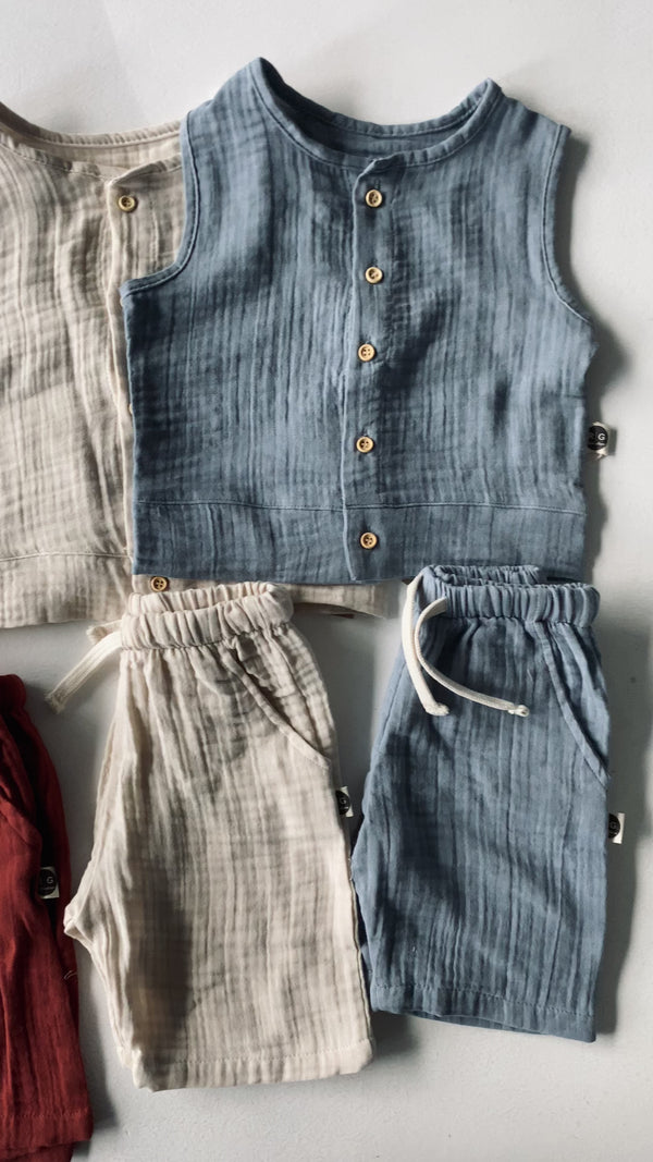 Baby-Set aus Musselin mit Unterhemd und Shorts | 6 Monate–4 Jahre | RG Brand | RG320