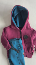 Baby Winter Zippered Cardigan-Tracksuit Set
