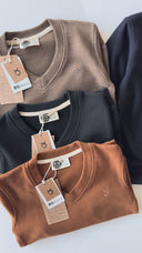 Children's V-Neck Knitwear Collar Selanik Fabric Sweat