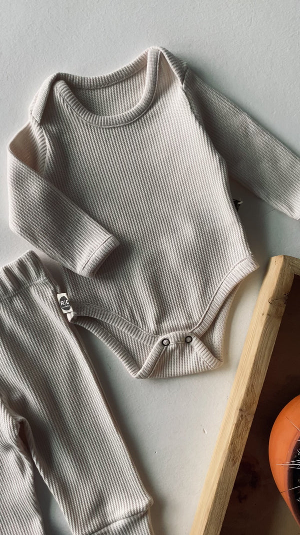 Baby Girl and Boy Natural Waffle Two-Piece Set | 6 Months – 3/4 Years | Soft Textured Baby Set | RG255