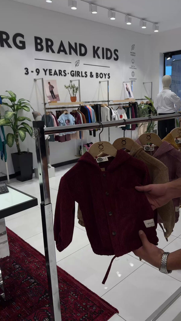 Hooded Button-Up Corduroy Kids' Jacket, Ages 3–9 | RG1798