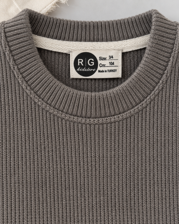 RG Brand RG1773 bej Selanik çocuk süveter, kumaş ve işçilik detayı.