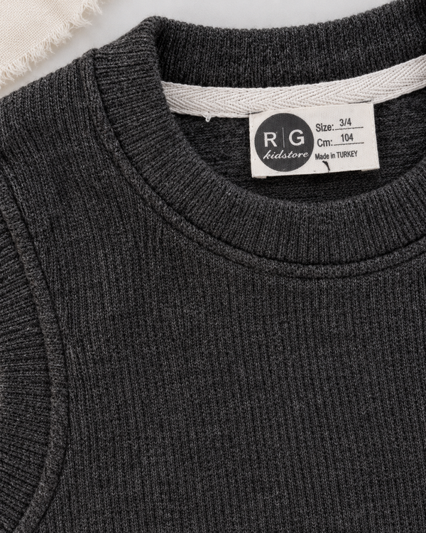 RG Brand RG1773 füme Selanik çocuk süveter, kumaş ve işçilik detayı.