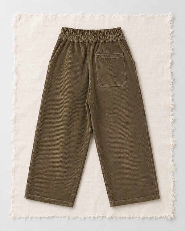 RG Brand RG1776 haki bol paça kadife çocuk pantolon, arka görünüm.
