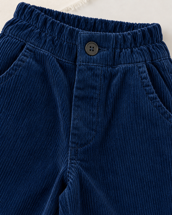 RG Brand RG1776 lacivert bol paça kadife çocuk pantolon, kumaş ve işçilik detayı.