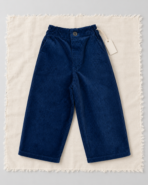 RG Brand RG1776 lacivert bol paça kadife çocuk pantolon, ön görünüm.