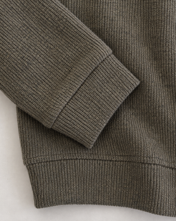 RG Brand RG3728 haki polo yaka Selanik kazak, kol manşeti ve örgü dikiş detayı.