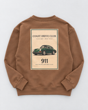 RG Brand RG3746 taş genç sweatshirt arka görünüm; Coast Drive Club, 911 ve yeşil araba baskısı.