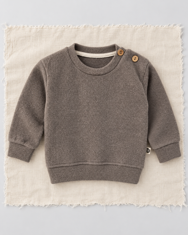 RG Brand RG395 bej omuzdan düğmeli Selanik bebek sweatshirt, ön görünüm.