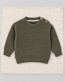 RG Brand RG395 haki omuzdan düğmeli Selanik bebek sweatshirt, ön görünüm.