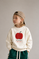 Ekru elma baskılı çocuk sweatshirt, 3-9 yaş - RG1794