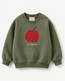 Haki elma baskılı çocuk sweatshirt, 3-9 yaş - RG1794