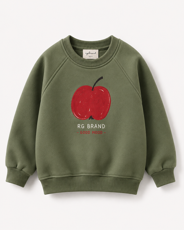 Ekru RG1794 raglan kollu çocuk sweatshirt düz arka görünüm