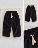 RG1799 black kids' ribbed corduroy trousers – front, back and waistband details