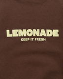 RG Brand RG1805 bordo sweatshirt, krem Lemonade baskısı ve kumaş dokusu yakın plan