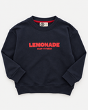 RG Brand RG1805 lacivert çocuk sweatshirt, kırmızı Lemonade Keep It Fresh baskısı, ön görünüm