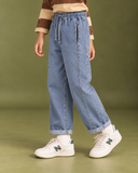 RG3733 genç denim pantolon, elastik bel ve kargo cep detayları, RG Brand