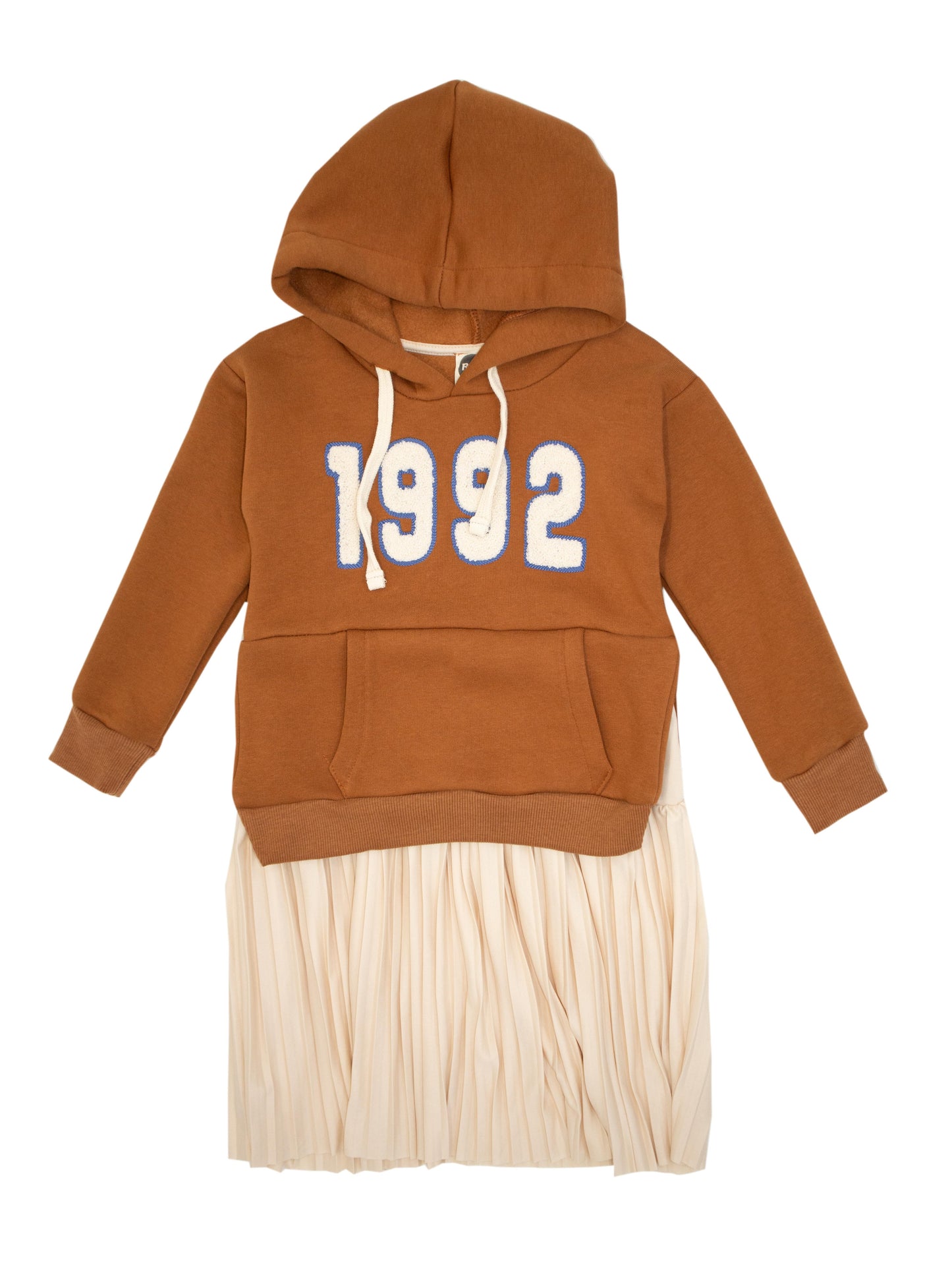 Hooded Kids Sweat Dress with Pleats at the Bottom