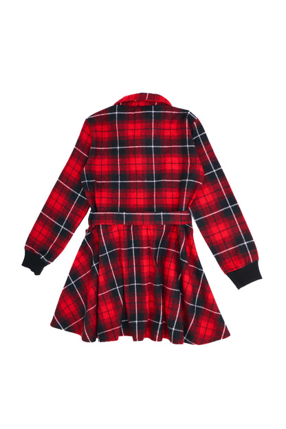 Young Girl's Button-Front Lumberjack Shirt Dress and Buckle