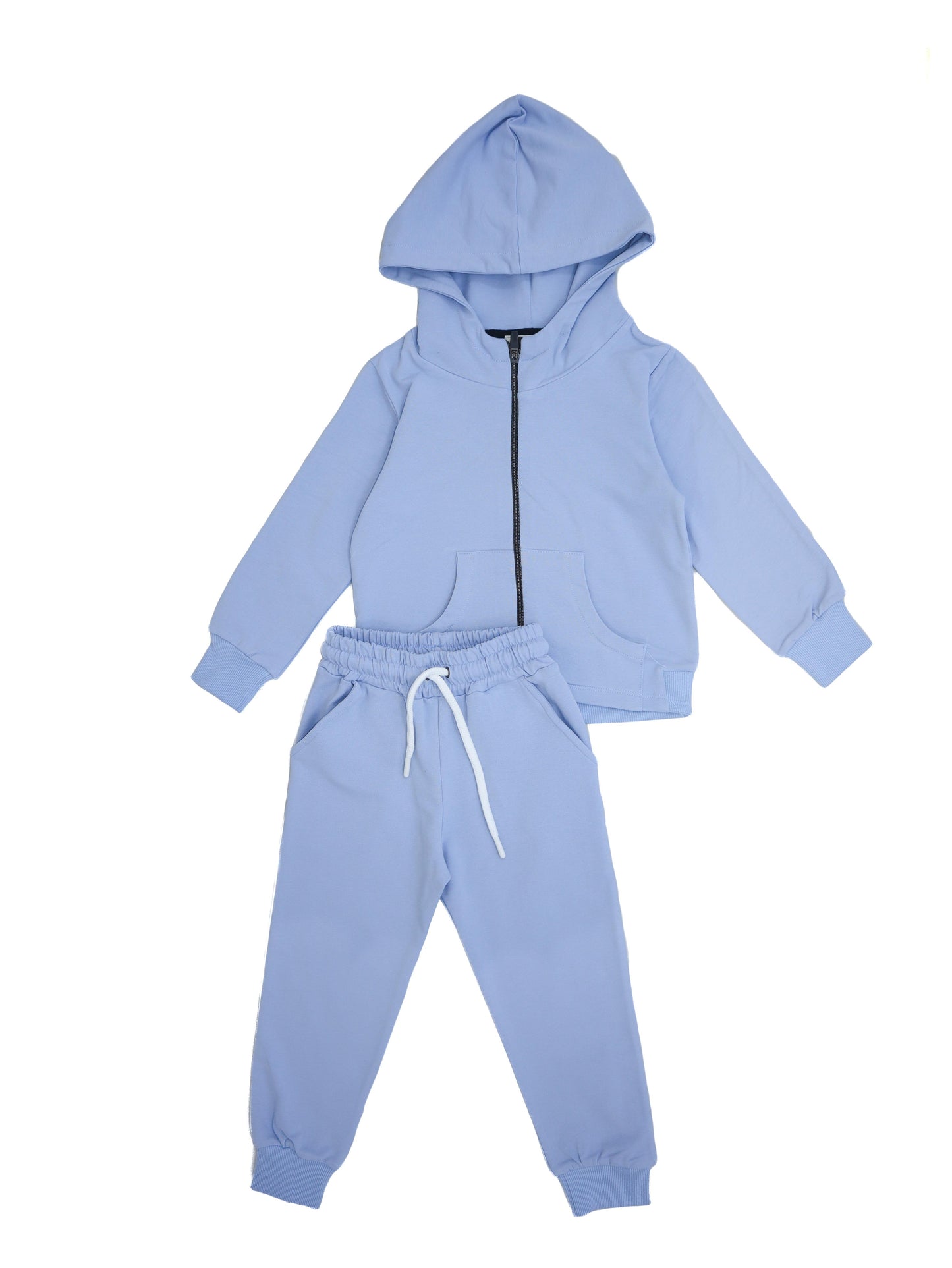 Children's Zippered Hooded Cardigan-Tracksuit Set