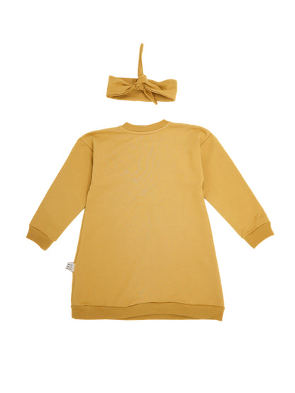 Детское плиссированное платье с пуговицами спереди и повязкой для волос, комплект из 2 предметов