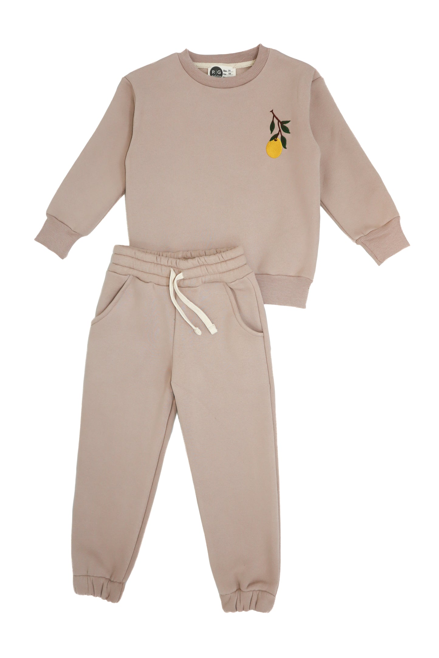Детский комплект спортивного костюма и спортивного костюма с подробной вышивкой «Натуральный лимон»