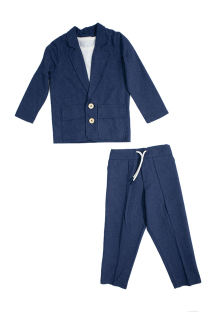 Children's 100% Natural Linen Fabric 3-Piece Suit Set