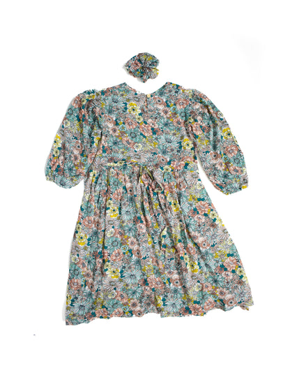 Платье из 100% хлопка для девочек с присборенным поясом и пряжкой