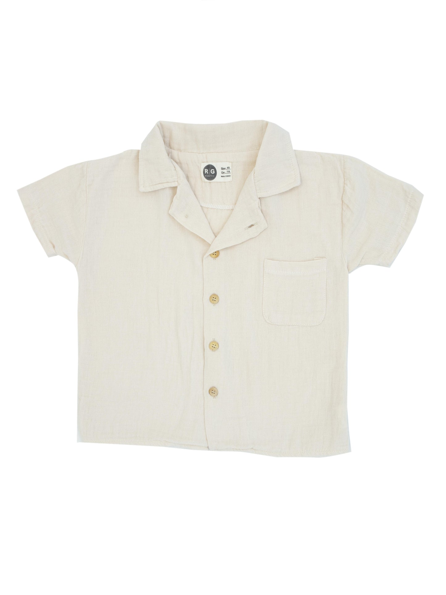 Подростковая рубашка из 100% органического муслина с короткими рукавами и пуговицами спереди