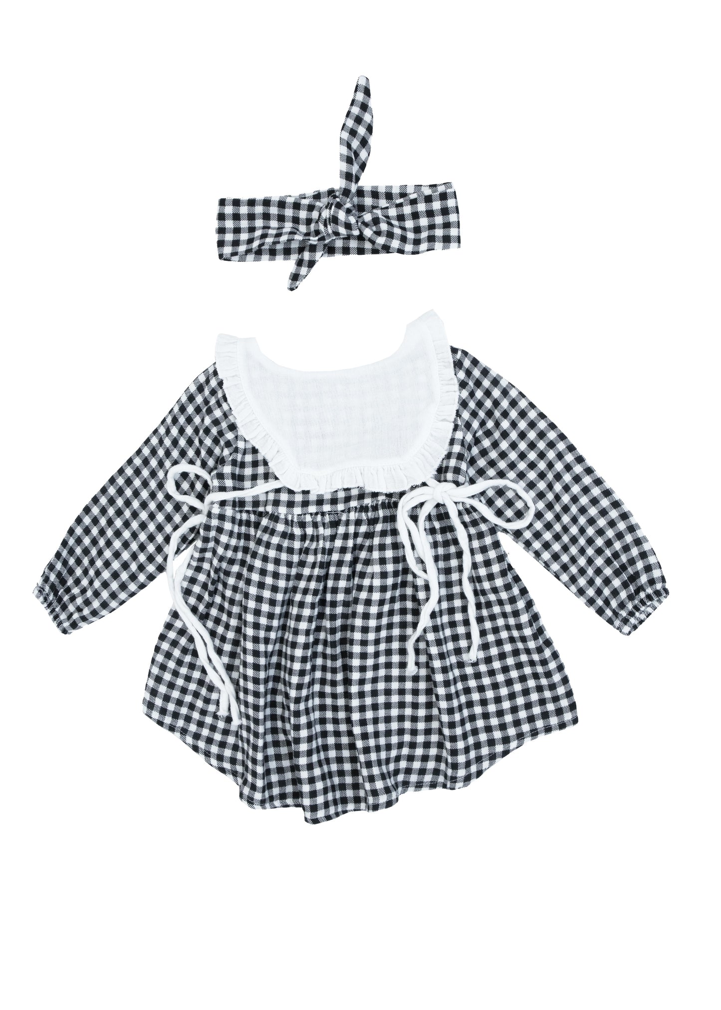 Baby 100% Organic Muslin Square Collar, Tie-Up Dress and Headband