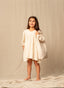 Детское плиссированное платье с v-образным вырезом и длинными рукавами из 100% органического муслина