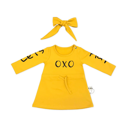 Baby 100% Cotton OXO Printed Dress and Ribbon Set