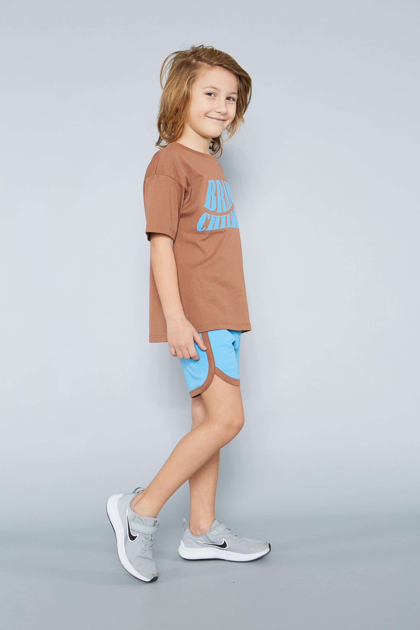 Детский комплект из футболки и шорт с принтом унисекс из 100% хлопка
