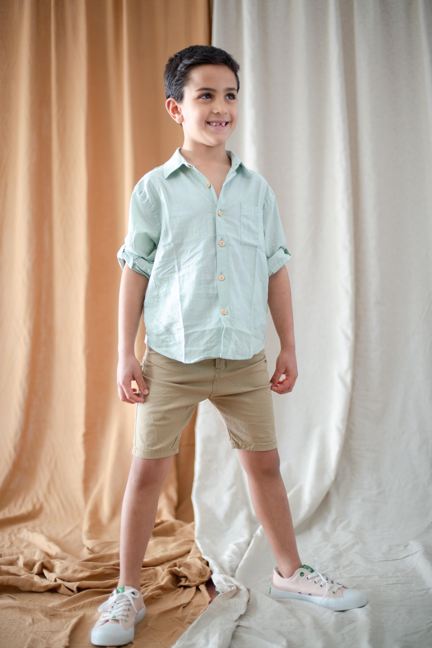 Children's 100% Linen Anti-Sweat Long Sleeve Shirt