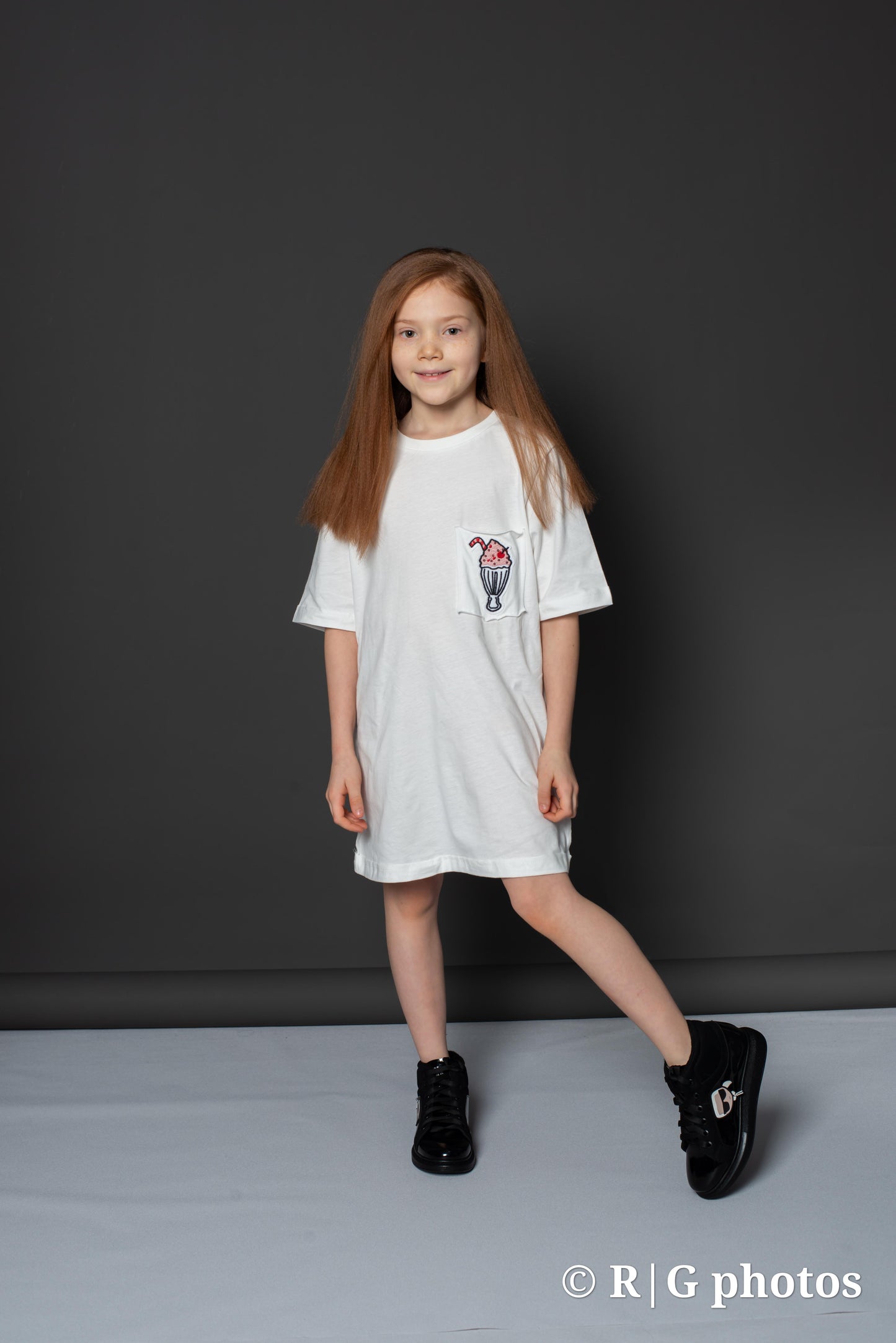 Kids Girls 100% Cotton Embroidery Detailed T-Shirt Dress