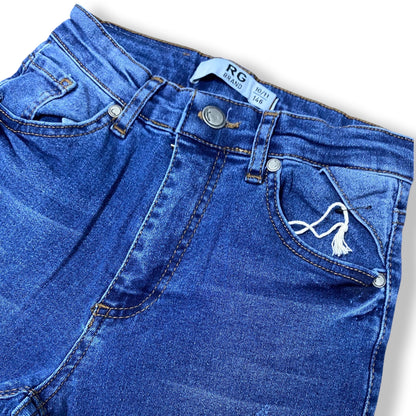 Молодежные синие джинсы унисекс