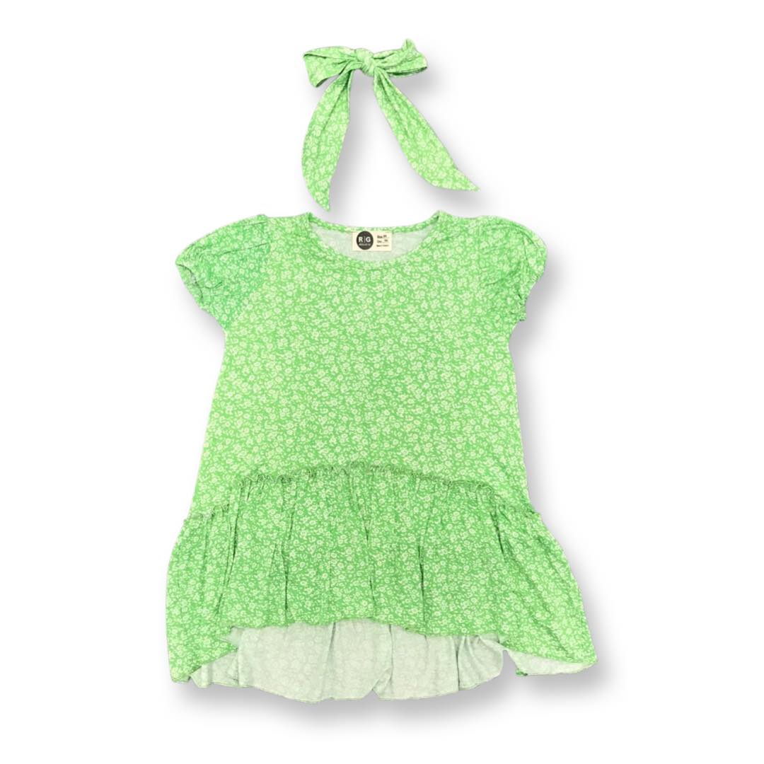Children's 100% Cotton Floral Patterned Dress and Headband