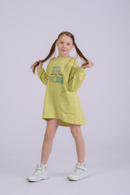 Children's Sweat Dress with Front Print Detail