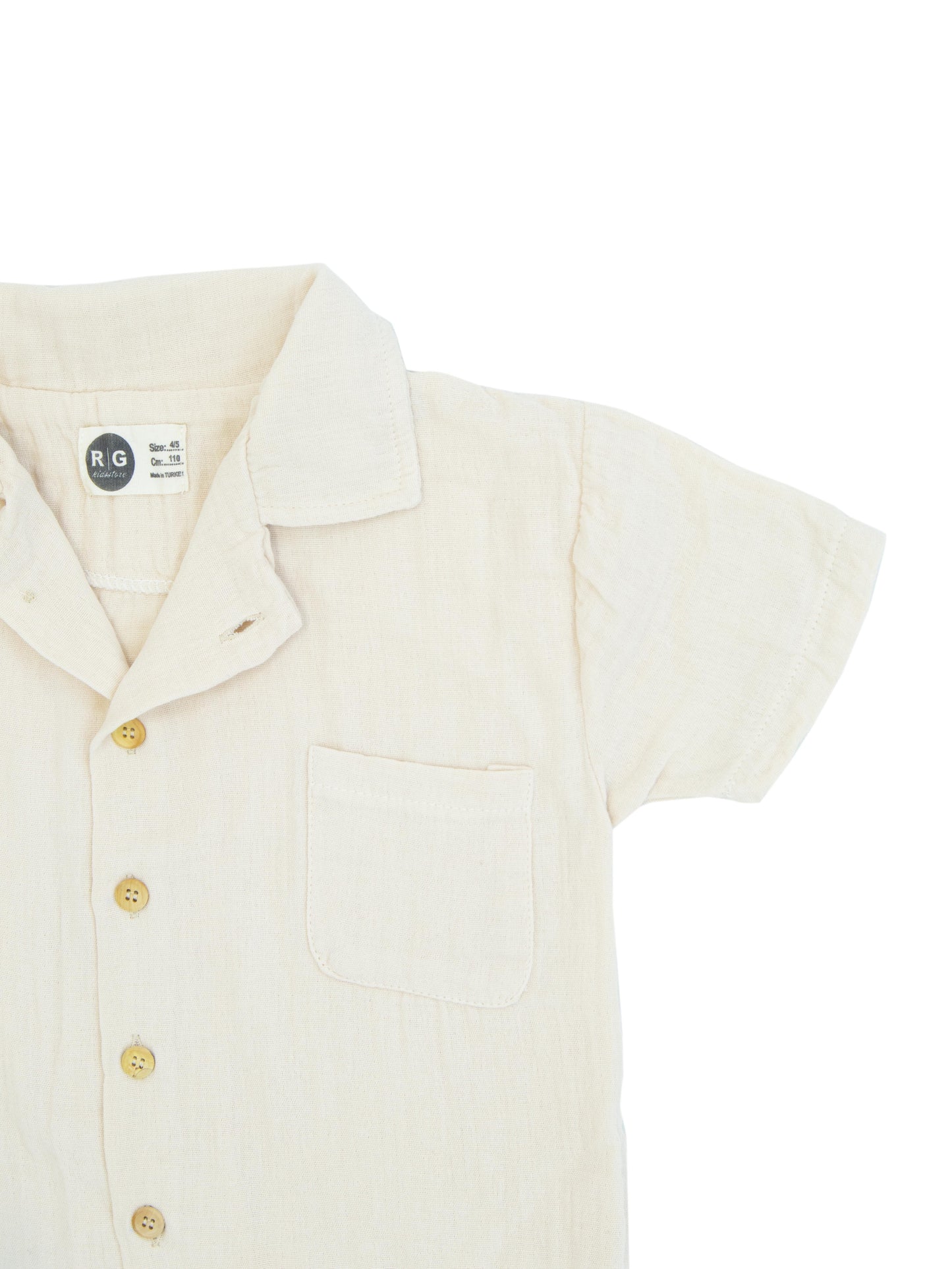 Детская рубашка из 100% органического муслина с короткими рукавами и пуговицами спереди