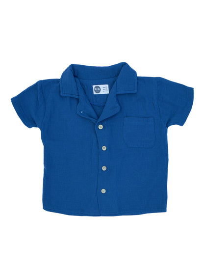 Children's 100% Organic Muslin Short Sleeve Button Front Shirt