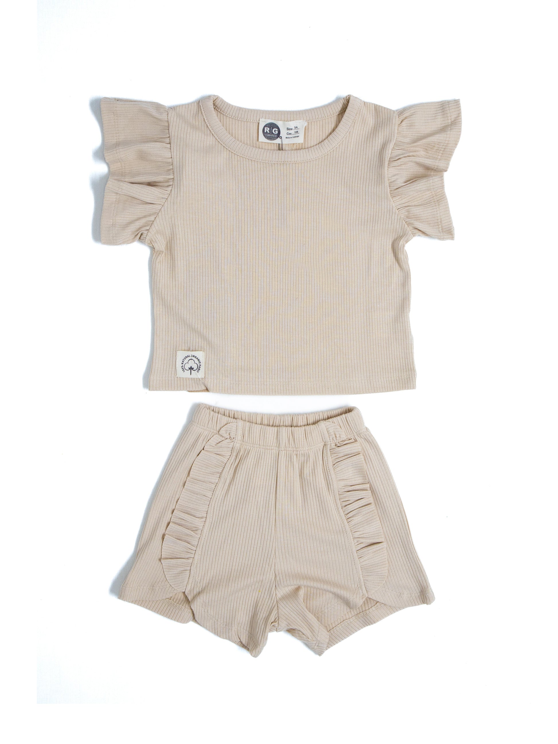 Girl's 100% Lyocell Cotton Fabric Ruffle Top-Shorts Set