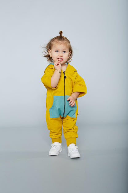 Baby Unisex 100% Cotton Hooded and Zippered Jumpsuit