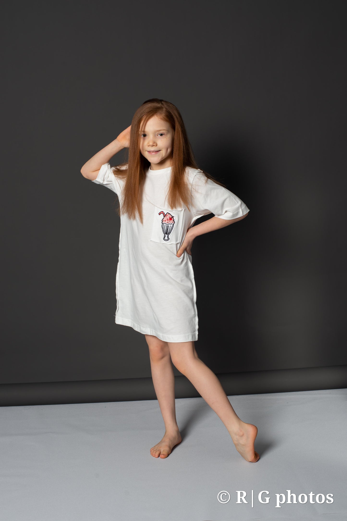 Kids Girls 100% Cotton Embroidery Detailed T-Shirt Dress