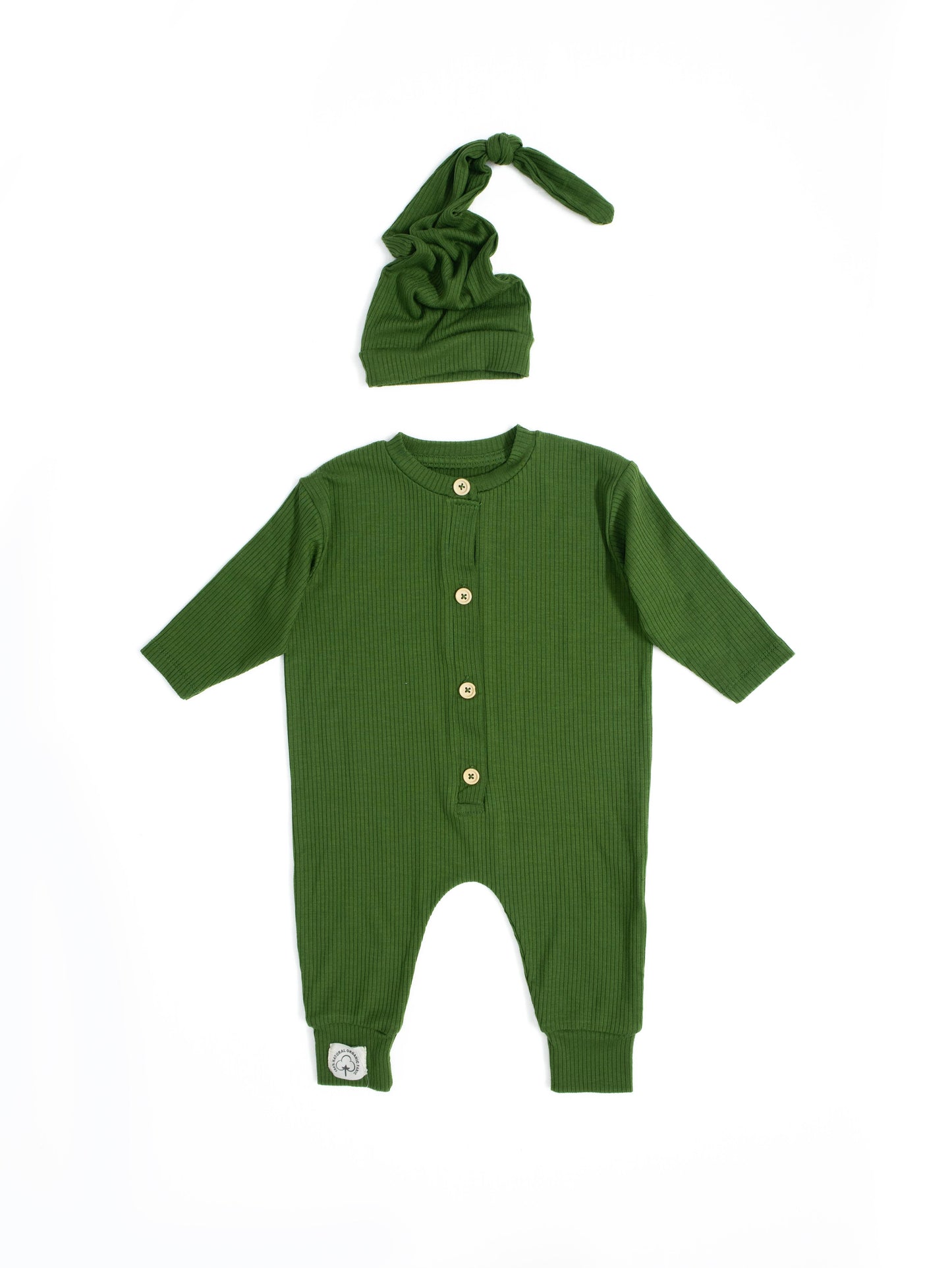 Unisex Baby 100% Lyocell Cotton Overalls and Beanie Set