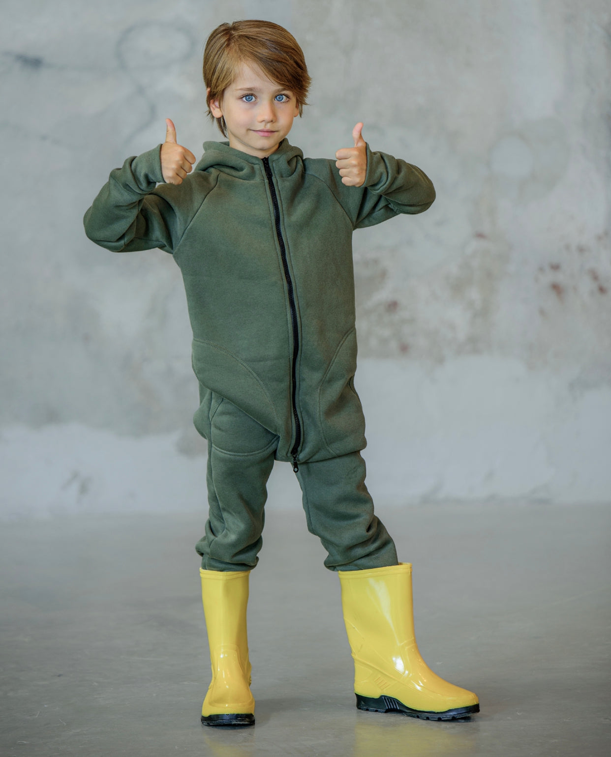 Children's Unisex Winter Hooded and Zippered Jumpsuit